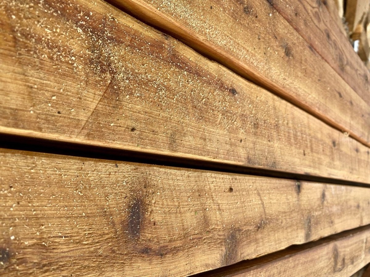 Close-up of hand-selected timber grain showing natural character