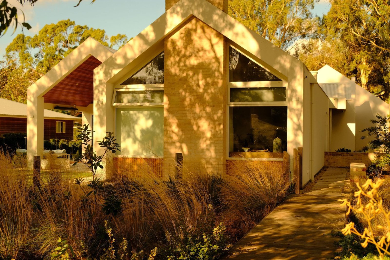 Custom timber deck overlooking Adelaide hills at golden hour